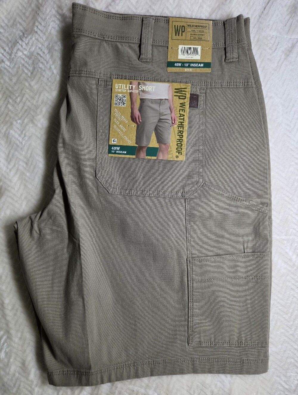 WP Weatherproof Men’s Cargo Stretch Ripstop Utility Shorts - Taupe Size 40W NWT